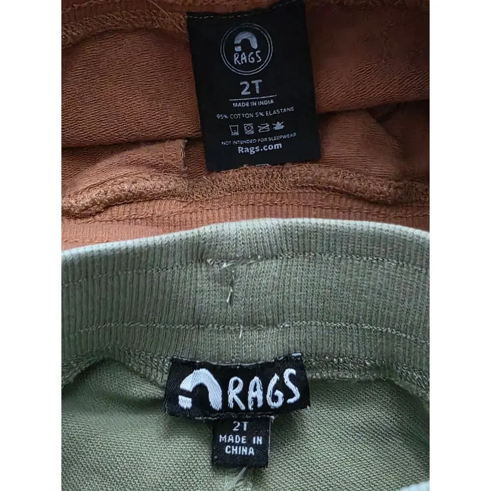 Rags to Raches Essential Shorts Bundle Brown and Green Size 2T
